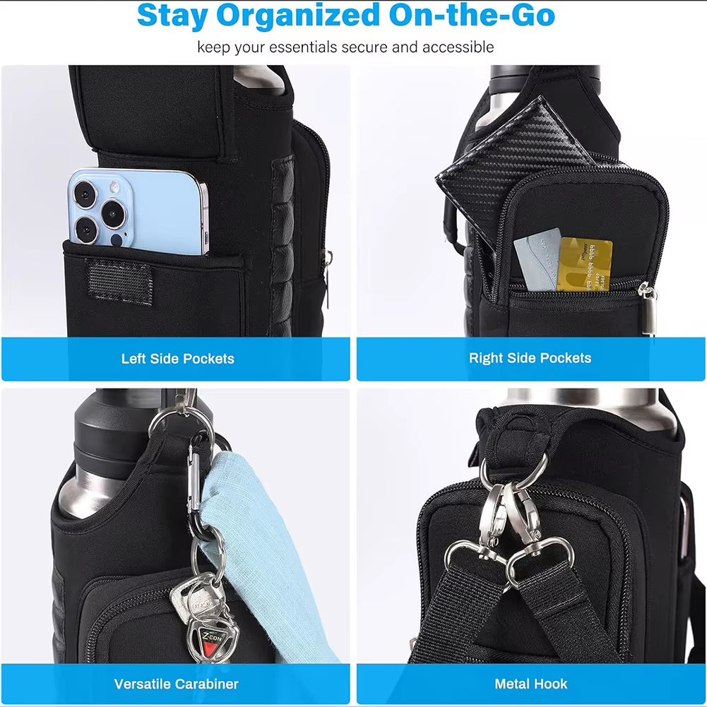 Magnetic Crossbody Water Bottle Pouch with Phone Holder – Gym, Fitness, & Travel Sling Bag for Men & Women
